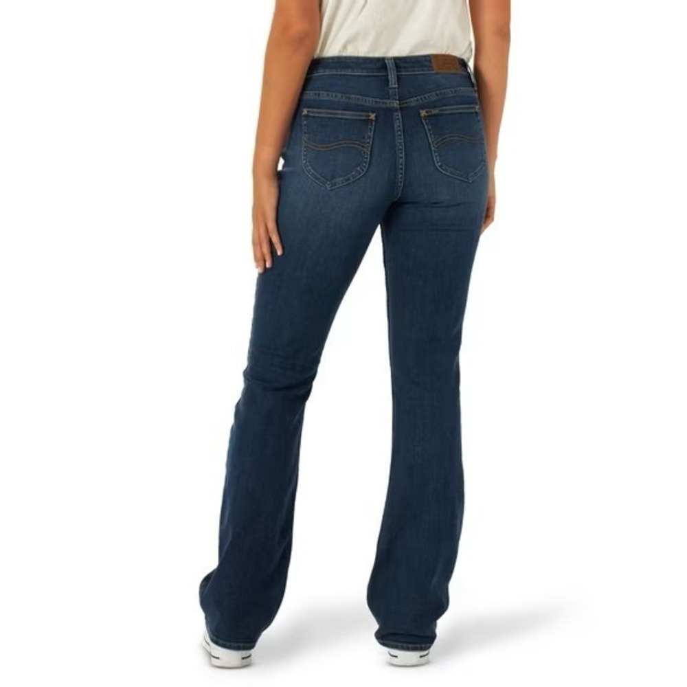 LEE Midrise Boot Cut Jeans Size 20 LONG TALL Indigo Navy Blue Stretch Denim NWT